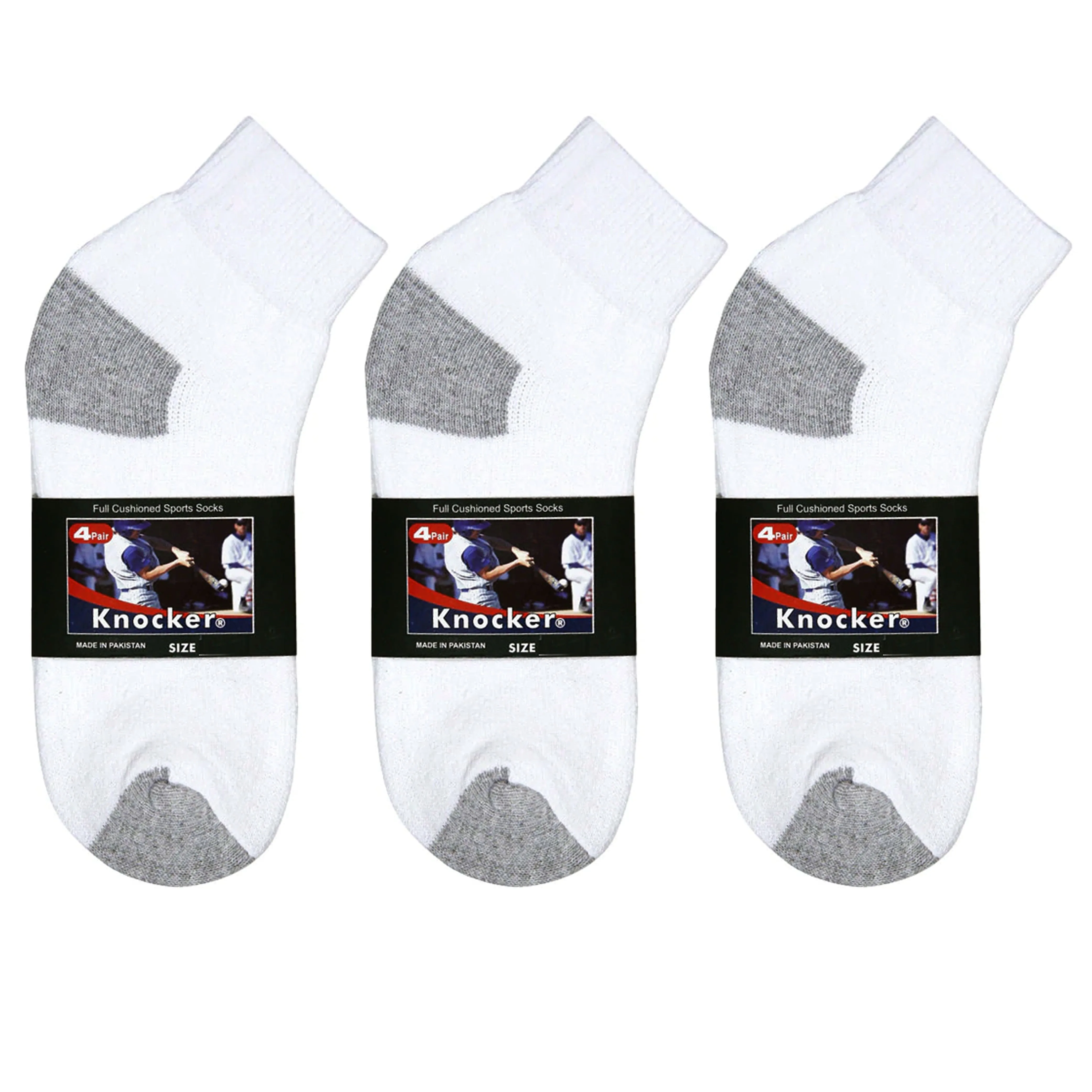 12 Pairs Men's Classic Cotton Sports Socks Ankle Quarter White Grey Crew 10-13