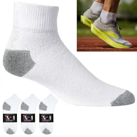 12 Pairs Men's Classic Cotton Sports Socks Ankle Quarter White Grey Crew 10-13