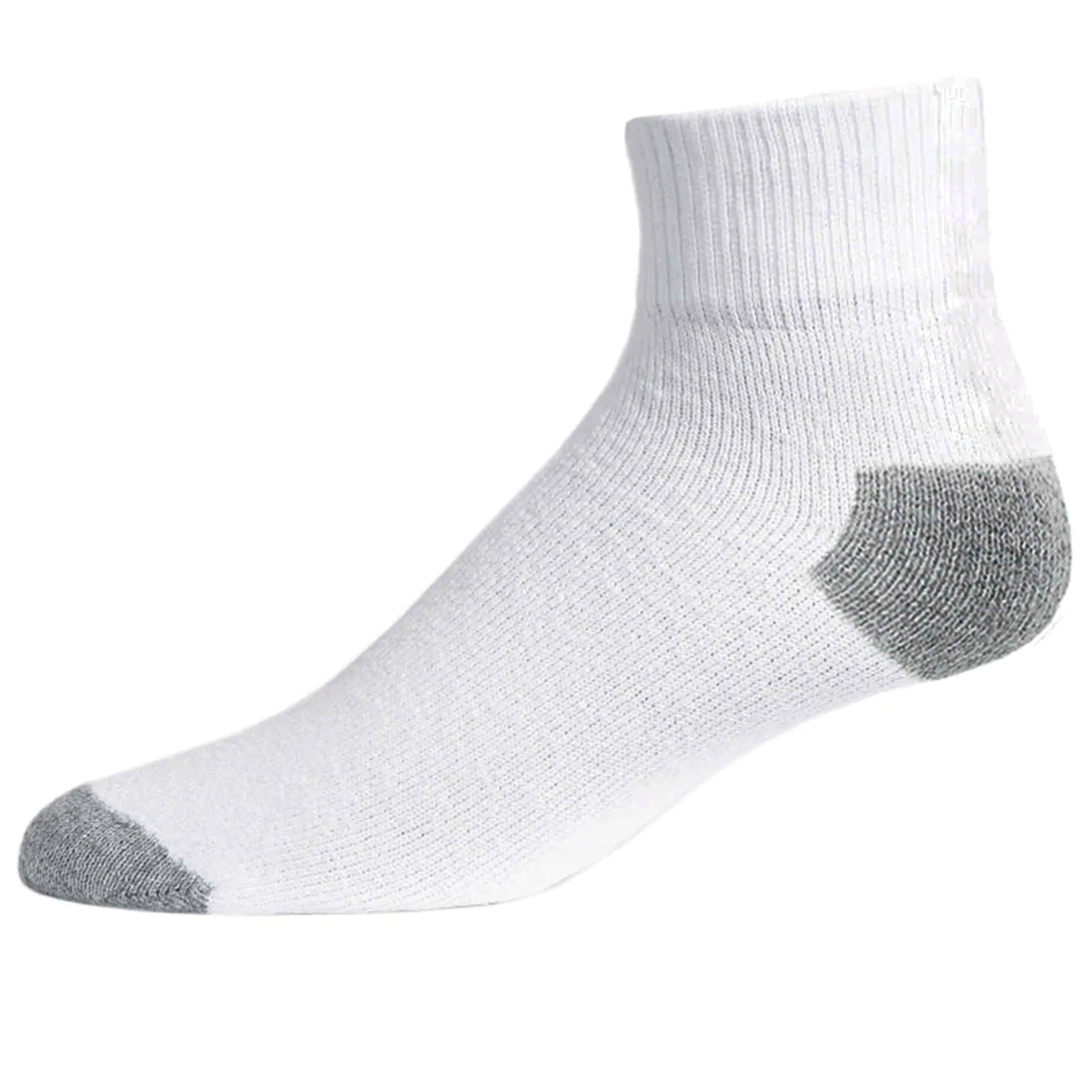 12 Pairs Men's Classic Cotton Sports Socks Ankle Quarter White Grey Crew 10-13