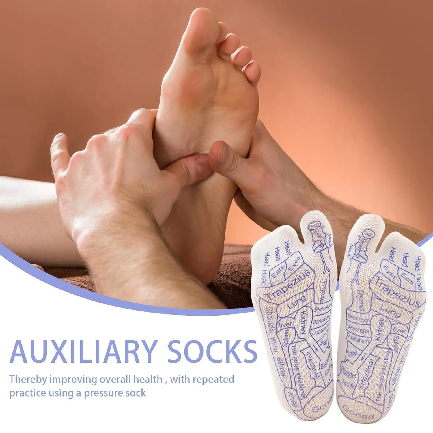 AcuSocks Acupressure Reflexology Socks With Pressure Point (with stick)