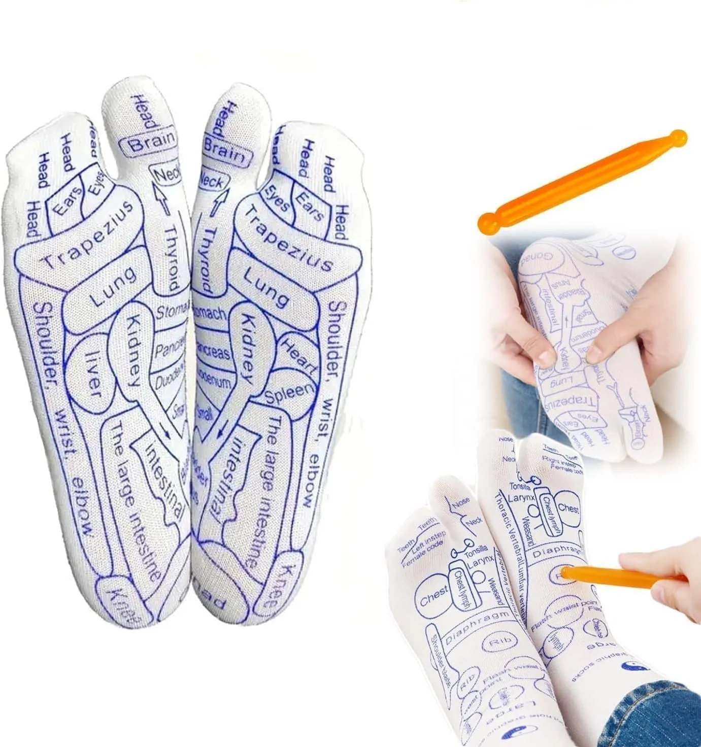 AcuSocks Acupressure Reflexology Socks With Pressure Point (with stick)