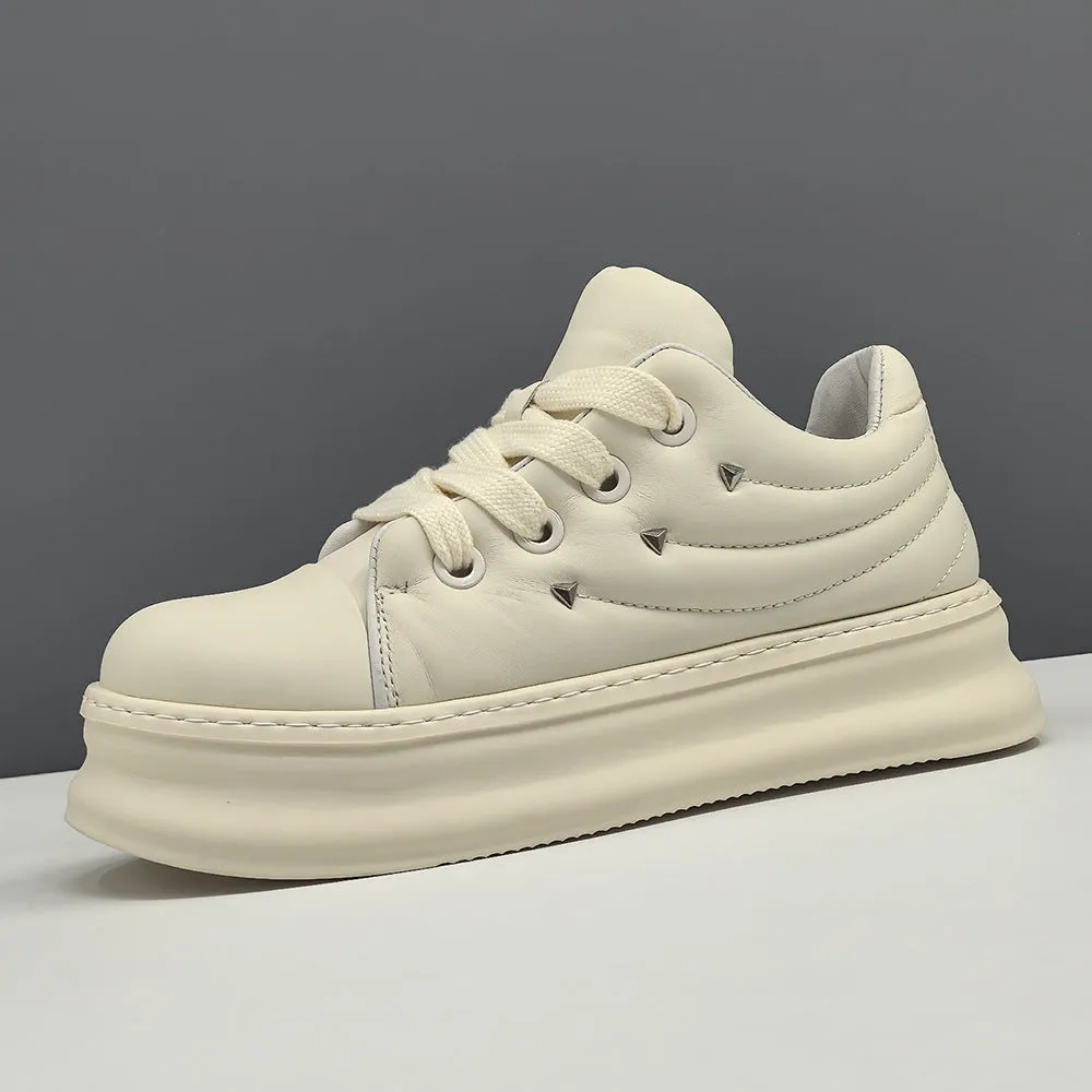 Men Minimalism Solid Leather Fashion Casual Shoes