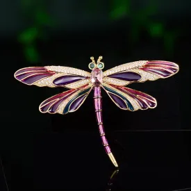 Women's Vintage Luxury Enamel Colored Dragonfly Brooch